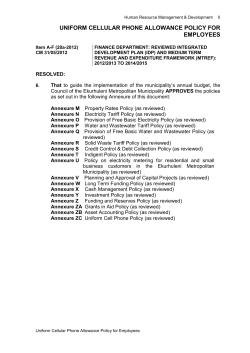 Uniform Cellular Phone Allowance Policy for Employees