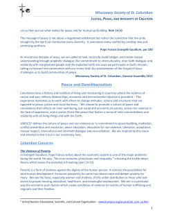 Peace and Demilitarization - St Columbans Mission Society