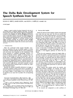 The Delta Rule Development System for Speech Synthesis from Text