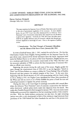A COURT DIVIDED: HARLAN FISKE STONE, JUDICIAL REVIEW