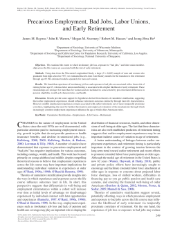 Precarious Employment, Bad Jobs, Labor Unions, and Early