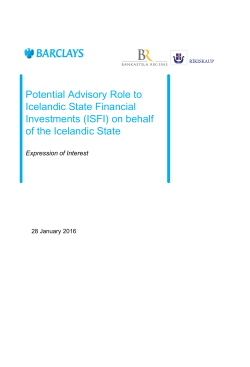 Potential Advisory Role to Icelandic State Financial Investments