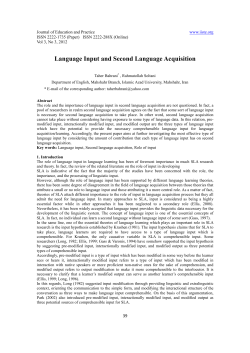 Language Input and Second Language Acquisition