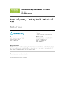 Roots and prosody: The Iraqi Arabic derivational verb