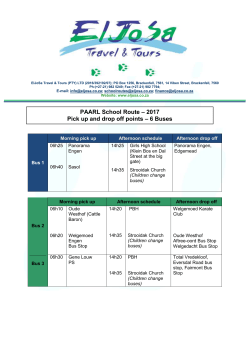PAARL School Route &ndash; 2017 Pick up and drop off points &ndash; 6 Buses