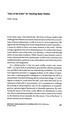 "Uses of the Erotic" for Teaching Queer Studies