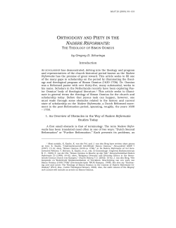 orthodoxy and piety in the nadere reformatie - Mid