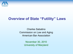 Overview of State &ldquo;Futility&rdquo; Laws - University of Maryland School of