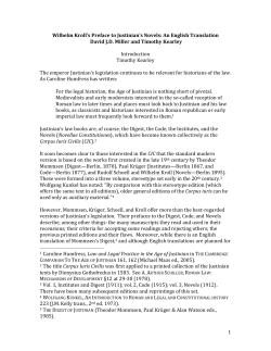 1 Wilhelm Kroll`s Preface to Justinian`s Novels: An English