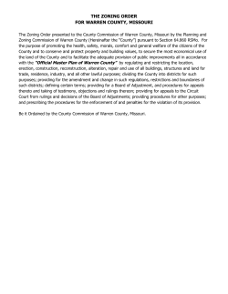 THE ZONING ORDER FOR WARREN COUNTY, MISSOURI