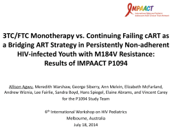 3TC/FTC Monotherapy vs. Continuing Failing cART as a Bridging