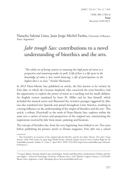 Jahr trough Sass: contributions to a novel understanding of bioethics
