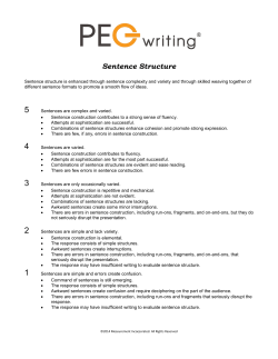 Sentence Structure - PEG Writing Support