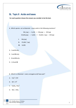 SL Topic 8 : Acids and bases