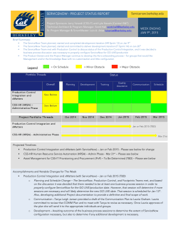 SERVICENOW - PROJECT STATUS REPORT