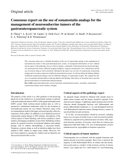 Consensus Report on the Use of Somatostatin Analogs for the