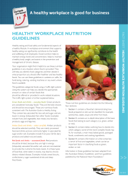 HEALTHY WORKPLACE NUTRITION GUIDELINES A healthy