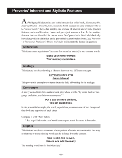 Proverbs` Inherent and Stylistic Features