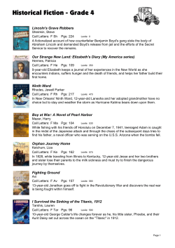 Historical Fiction - Grade 4
