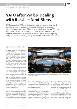 NATO after Wales: Dealing with Russia &ndash; Next Steps
