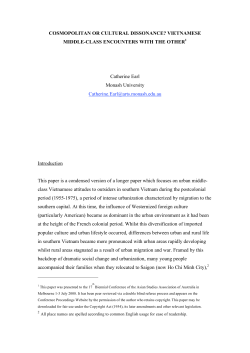 COSMOPOLITAN OR CULTURAL DISSONANCE?