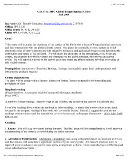 Biogeochemical Cycles and Climate