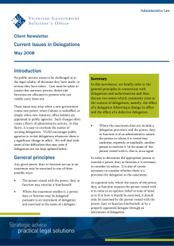Current Issues in Delegations - Victorian Government Solicitor`s Office