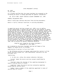 Secret Services Account Amendment Act 142 of 1992