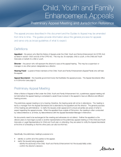 Preliminary Appeal Meeting and Jurisdiction Reference
