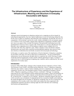 The Infrastructure of Experience and the Experience