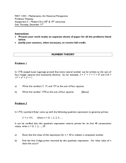 MAT 115H &ndash; Mathematics: An Historical Perspective Professor