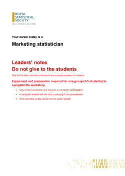 Marketing statistician Leaders` notes Do not give to the students