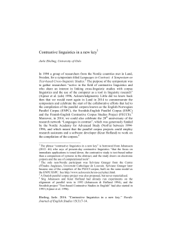 Contrastive linguistics in a new key