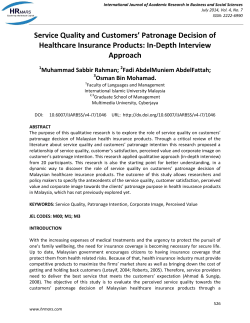 Service Quality and Customers` Patronage Decision of Healthcare