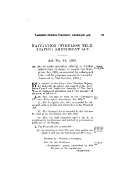 NAVIGATION (WIRELESS TELE GRAPHY) AMENDMENT ACT. Act
