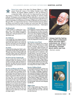 CHILDREN`S BOOK AUTHOR INTERVIEW: NORTON JUSTER I