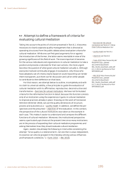 195 8.3 Attempt to define a framework of criteria for evaluating