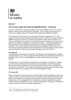 Annex C: The Current Legal Aid Financial Eligibility Rules &ndash; Summary