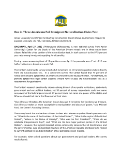 One in Three Americans Fail Immigrant Naturalization Civics Test