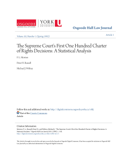 The Supreme Court`s First One Hundred Charter of Rights Decisions