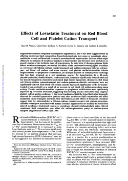 Effects of Lovastatin Treatment on Red Blood Cell
