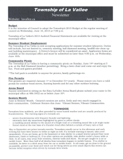 June 2015 Newsletter - Township of LaVallee