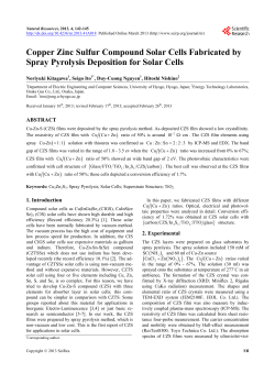 Copper Zinc Sulfur Compound Solar Cells Fabricated by Spray