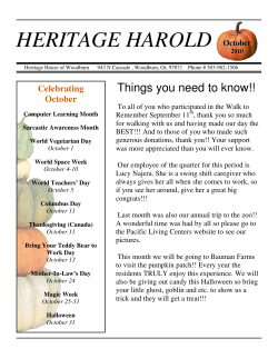 October 2010 Newsletter - Heritage House of Woodburn