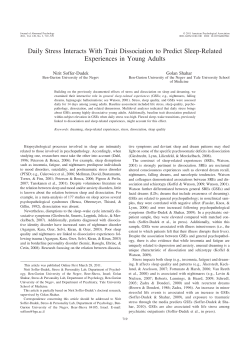 Daily Stress Interacts With Trait Dissociation to Predict Sleep