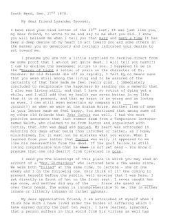 South Bend, Dec. 27 1878. My dear friend Lysander Spooner, I have