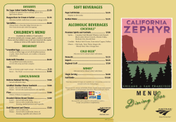 California Zephyr Dining Car Menu Eastbound