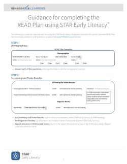 Guidance for completing the READ Plan using STAR Early