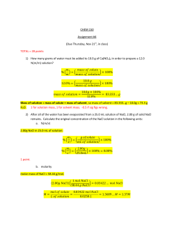 CHEM 150 Assignment #4 (Due Thursday, Nov 21st, in class