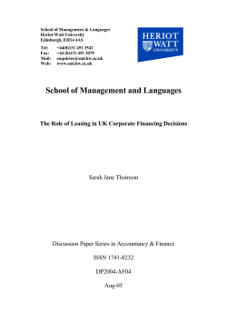 The Role of Leasing in UK Corporate Financing Decisions